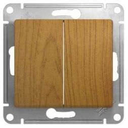 Выключатель 2-клавишный Schneider Electric Glossa Дерево Дуб, сх.5 GSL000551