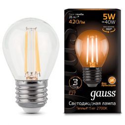 Лампа Gauss 105802105 LED Filament Globe E27 5W 2700K