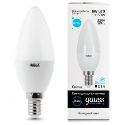 Лампа Gauss 33136 LED Elementary Candle 6W E14 6500K