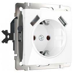Розетка с з/к со шторками + USB Werkel W1171501 белый (WL01-SKGS-USBx2-IP20)