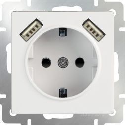 Розетка с з/к со шторками + USB Werkel W1171501 белый (WL01-SKGS-USBx2-IP20)