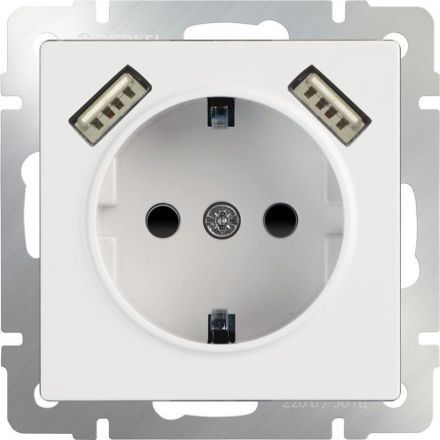 Розетка с з/к со шторками + USB Werkel W1171501 белый (WL01-SKGS-USBx2-IP20)
