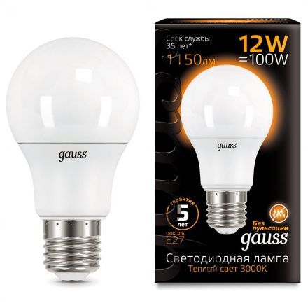 Лампа Gauss 102502112 LED A60 globe 12W E27 3000K