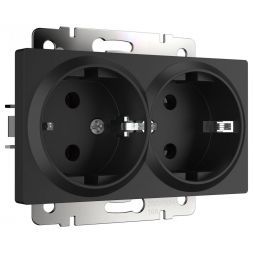 Розетка двойная с заземлением Werkel W1172008 черный матовый (WL08-SKG-02-IP20)