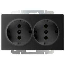Розетка двойная с заземлением Werkel W1172008 черный матовый (WL08-SKG-02-IP20)