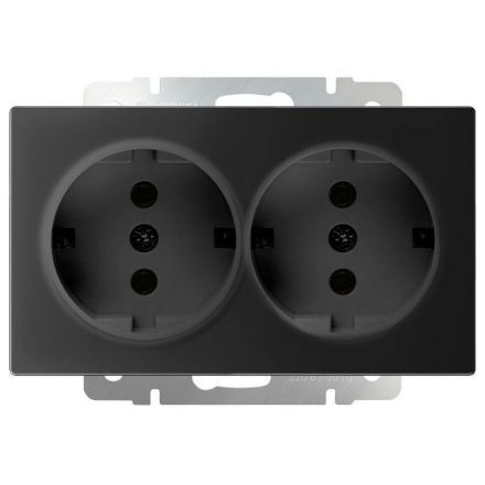 Розетка двойная с заземлением Werkel W1172008 черный матовый (WL08-SKG-02-IP20)