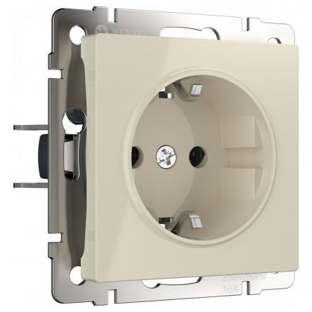 Розетка с з/к со шторками Werkel W1171103 слоновая кость (WL03-SKGS-01-IP44-ivory)