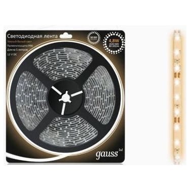 Лента Gauss LED 5050/30-SMD 7.2W 12V DC теплый белый IP66 (блистер 5м)