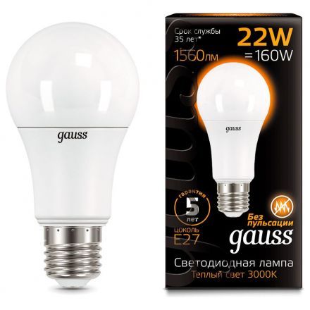Лампа Gauss 102502122 LED A70 22W E27 3000K