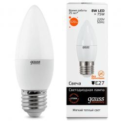 Лампа Gauss 33218 LED Elementary Candle 8W E27 3000K
