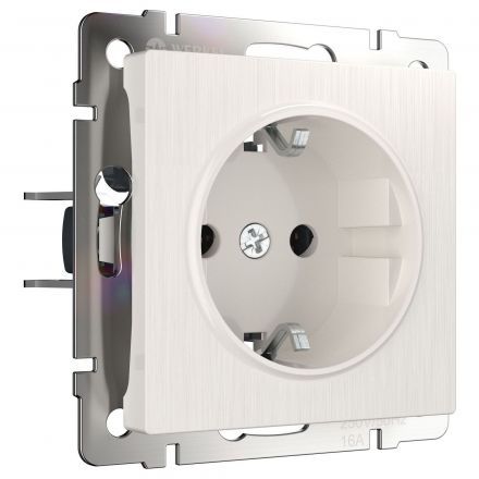 Розетка с заземлением Werkel W1171013 перламутровый рифленый (WL13-SKG-01-IP20)
