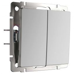 Выключатель двухклавишный с самовозвратом (серебряный) Werkel W1122406