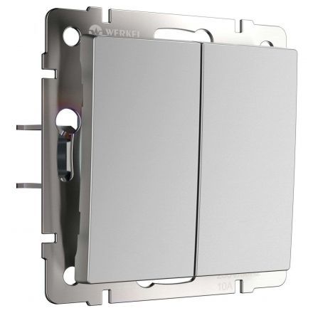 Выключатель двухклавишный с самовозвратом (серебряный) Werkel W1122406