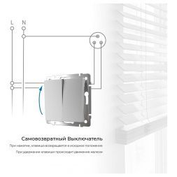 Выключатель двухклавишный с самовозвратом (серебряный) Werkel W1122406