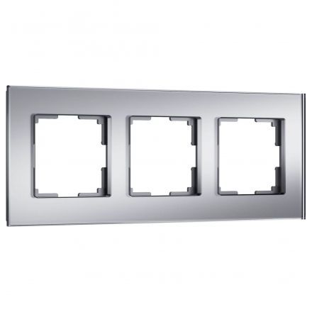 Рамка на 3 поста Senso (серебряный, стекло soft-touch) W0033106 Werkel