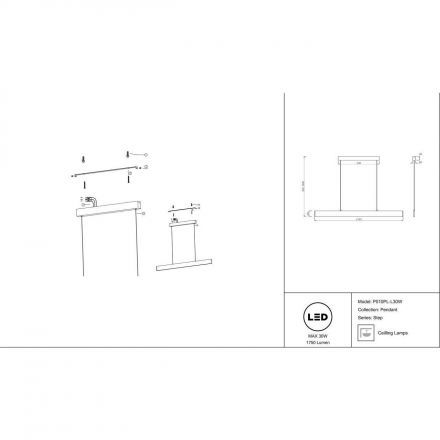 Подвесной светодиодный светильник Maytoni Step P010PL-L30W