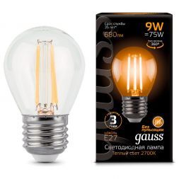 Лампа Gauss 105802109 LED Filament Globe E27 9W 2700K