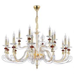 Люстра Crystal Lux CATARINA SP12+6 GOLD/TRANSPARENT-COGNAC