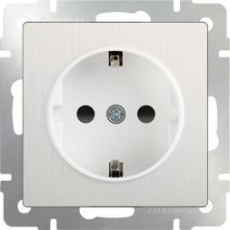 Розетка с заземлением и шторками Werkel W1171113 перламутровый рифленый (WL13-SKGS-01-IP44)