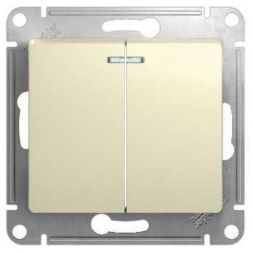 Выключатель 2-клавишный с подсветкой Schneider Electric Glossa Беж , сх.5а GSL000253