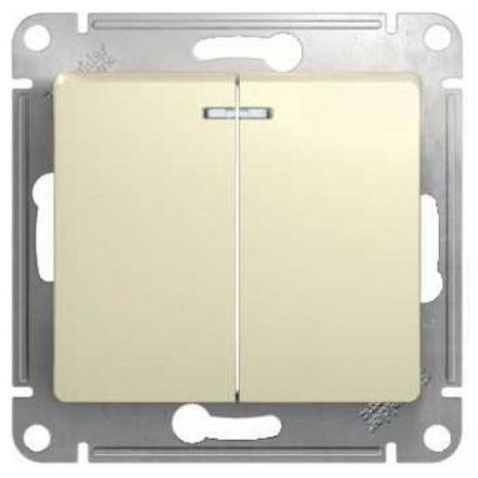 Выключатель 2-клавишный с подсветкой Schneider Electric Glossa Беж , сх.5а GSL000253
