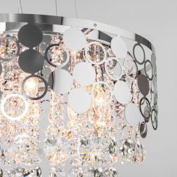 Подвесная люстра Eurosvet 10123/6 хром/прозрачный хрусталь Strotskis Smart (10114/6) Умный дом