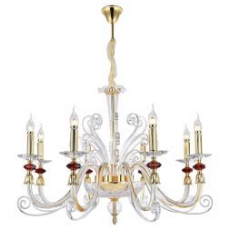 Люстра Crystal Lux CATARINA SP8 GOLD/TRANSPARENT-COGNAC