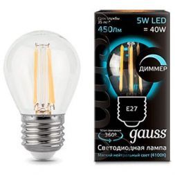 Лампа Gauss 105802205-D LED Filament Globe dimmable E27 5W 4100K