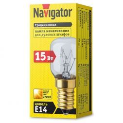 Лампа накаливания Navigator 61 207 NI-T25-15-230-E14-CL (для духовых шкафов)