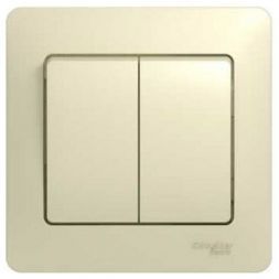 Выключатель 2-клавишный Schneider Electric Glossa Беж , сх.5 (в сборе с рамкой) GSL000252