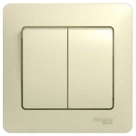 Выключатель 2-клавишный Schneider Electric Glossa Беж , сх.5 (в сборе с рамкой) GSL000252