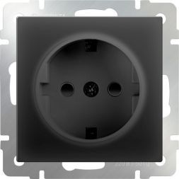 Розетка с з/к со шторками Werkel W1171108 черный матовый (WL08-SKGS-01-IP44)