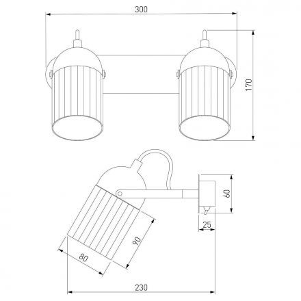Настенный светильник Eurosvet 20122/2 черный/тертый серый