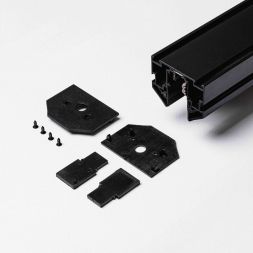 Магнитный трековый шинопровод для натяжных потолков Terra MKT-3R2-300-B 3м, с внутренней боковой заглушкой + комплект внешних и внутренних торцевых заглушек, Черный