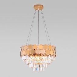 Подвесная люстра Eurosvet 10124/5 золото/прозрачный хрусталь Strotskis Smart (10113/5) Умный дом