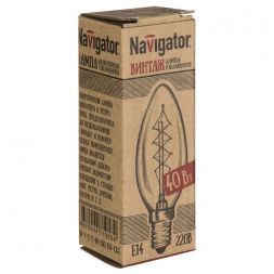 Лампа накаливания Navigator 71 953 NI-V-C-C-40-230-E14-CLG