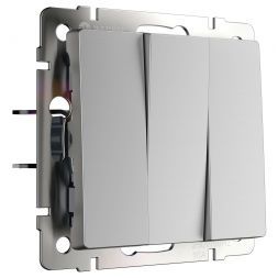 Выключатель трехклавишный (серебряный) Werkel W1130006 (WL06-SW-3G)