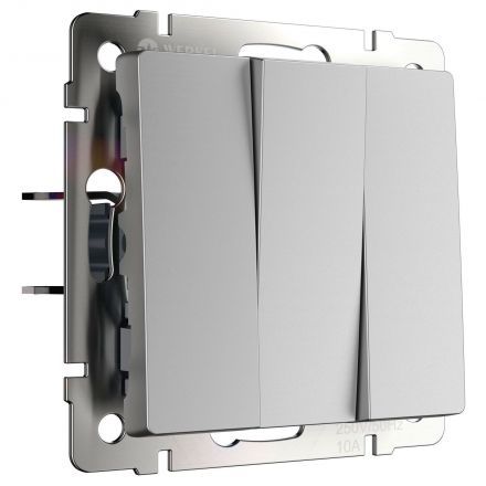 Выключатель трехклавишный (серебряный) Werkel W1130006 (WL06-SW-3G)