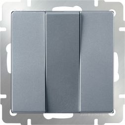 Выключатель трехклавишный (серебряный) Werkel W1130006 (WL06-SW-3G)