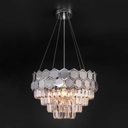 Подвесная люстра Eurosvet 10124/5 хром/прозрачный хрусталь Strotskis Smart (10113/5) Умный дом