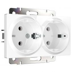 Розетка двойная с заземлением Werkel W1172001 белый (WL01-SKG-02-IP20)