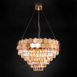 Подвесная люстра Eurosvet 10124/8 золото/прозрачный хрусталь Strotskis Smart (10113/8) Умный дом