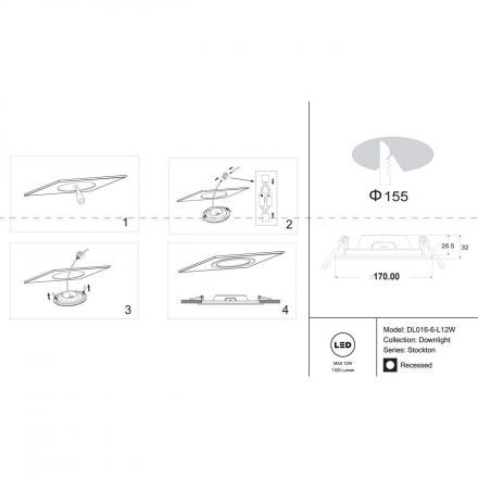 Встраиваемый светодиодный светильник для ванной Maytoni Stockton DL016-6-L12W