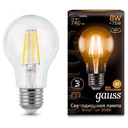 Лампа Gauss 102802108 LED Filament A60 E27 8W 2700К