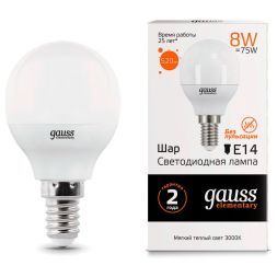 Лампа Gauss 53118 LED Elementary Globe 8W E14 3000K