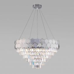Подвесная люстра Eurosvet 10124/8 хром/прозрачный хрусталь Strotskis Smart (10113/8) Умный дом