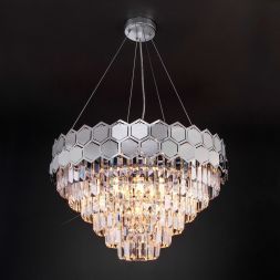 Подвесная люстра Eurosvet 10124/8 хром/прозрачный хрусталь Strotskis Smart (10113/8) Умный дом
