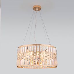 Подвесная люстра Eurosvet 10125/5 золото/прозрачный хрусталь Strotskis Smart (10116/5) Умный дом (EUROSVET 10125/5 золото/прозрачный хрусталь Strotskis Smart (10116/5))