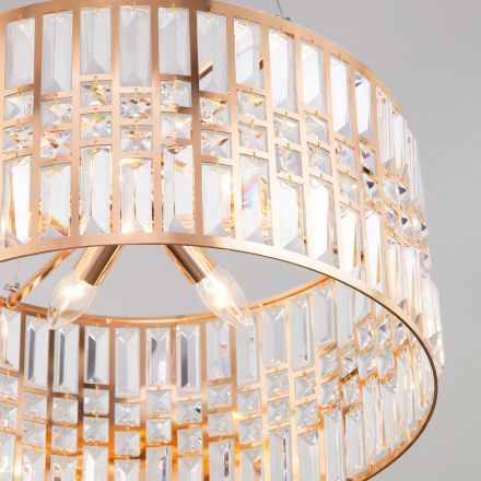 Подвесная люстра Eurosvet 10125/5 золото/прозрачный хрусталь Strotskis Smart (10116/5) Умный дом