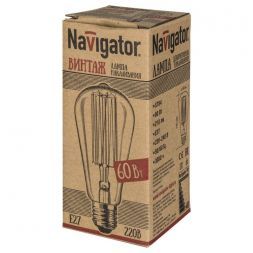 Лампа накаливания Navigator 71 957 NI-V-ST64-SC17-60-230-E27-CLG